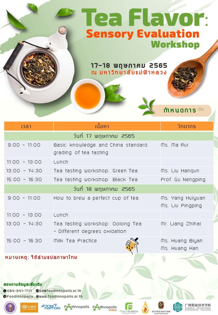 กิจกรรม Tea Flavor Sensory Evaluation FoodInnopolisMFU